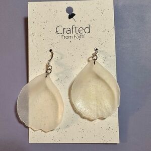 Crafted From Faith NWT White/Cream Rose Petal Dangle Earrings